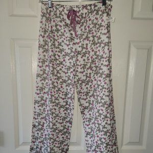 NWT IZOD Women's Sleep Pants - Gray/Purple/White - Stretch Waist - Size Medium